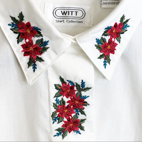 Vintage Witt Embroidered Holly Floral Button-Down - Picture 2 of 6
